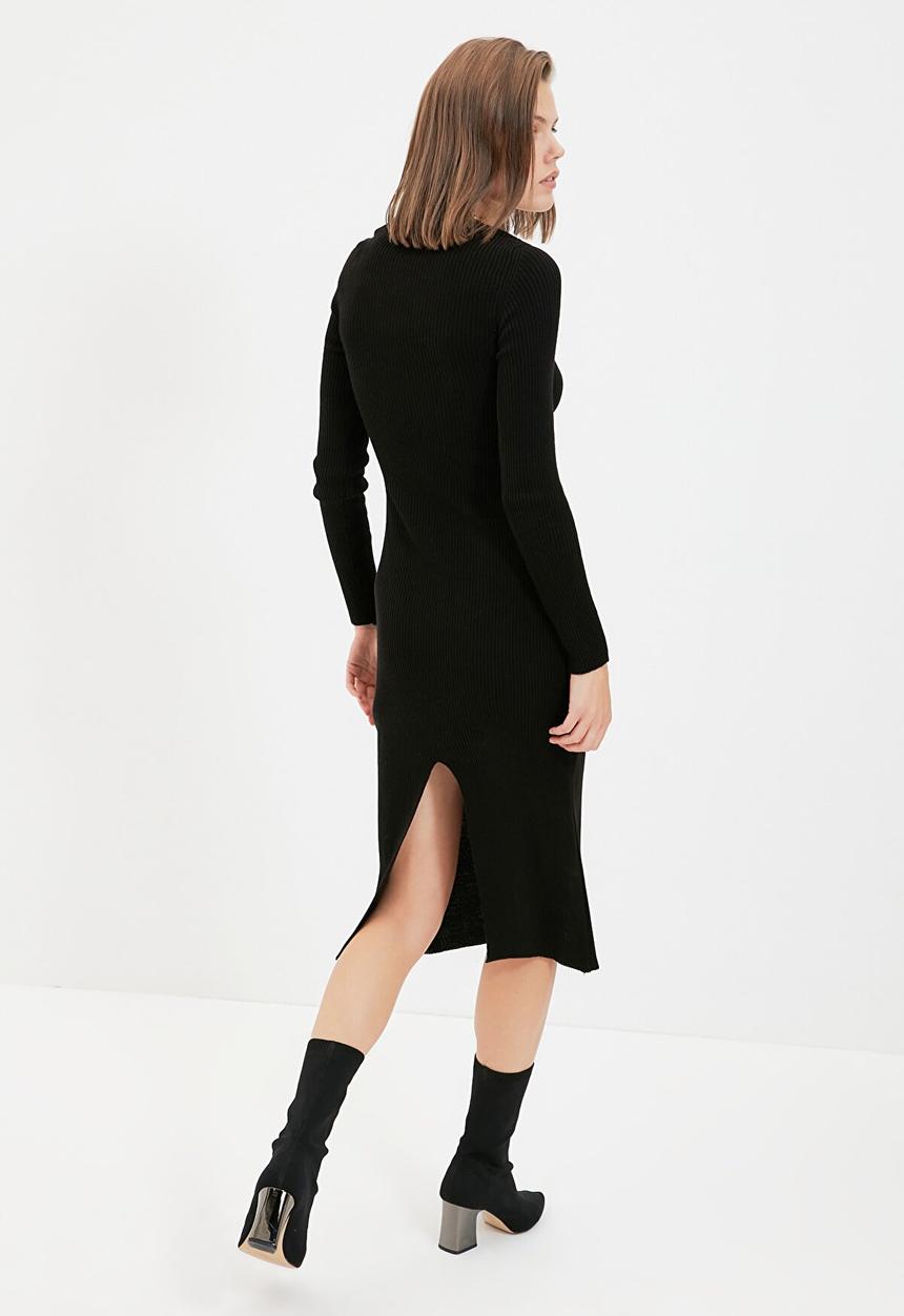Trendyol - Slit detailed knitwear dress  - black
