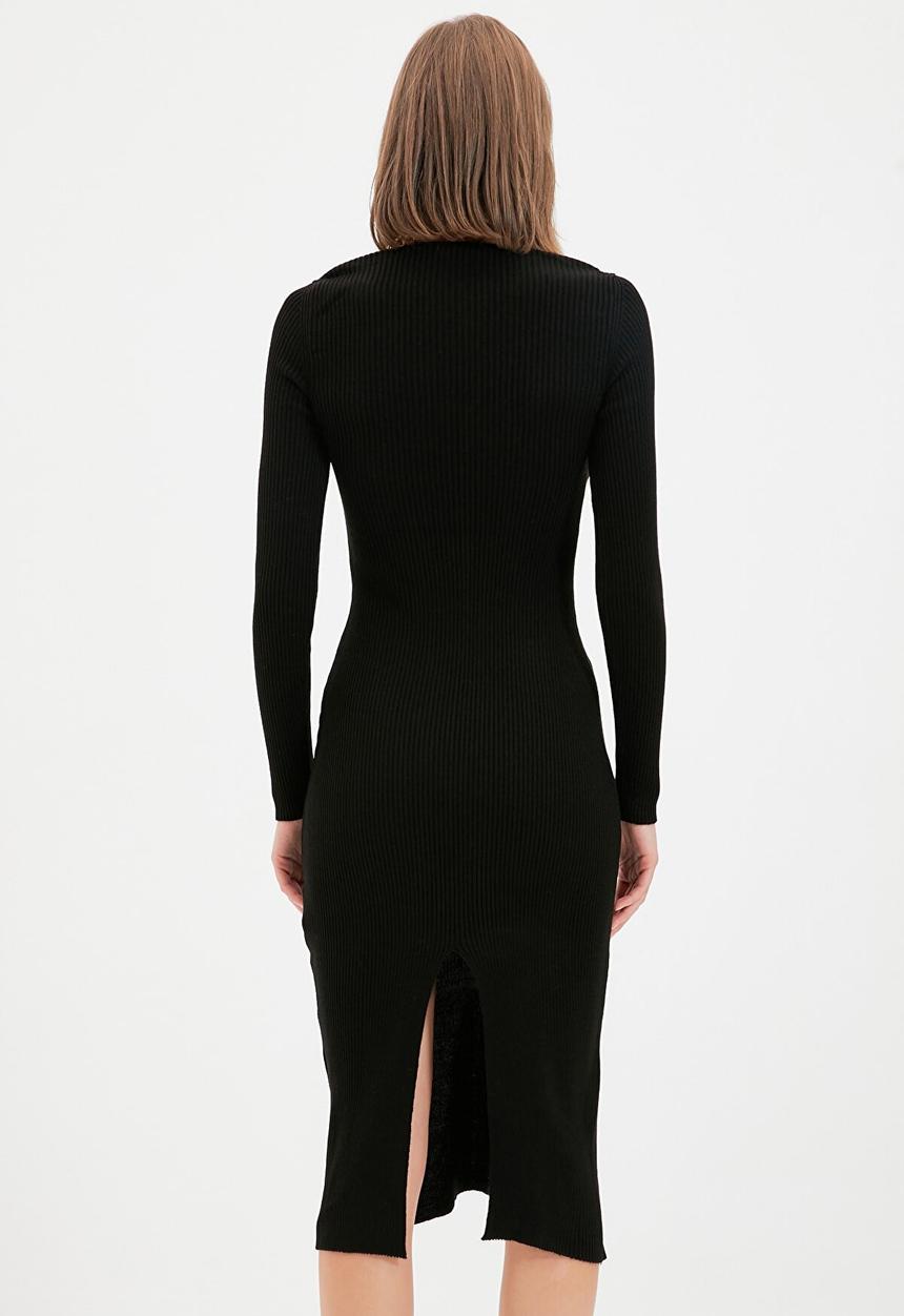 Trendyol - Slit detailed knitwear dress  - black