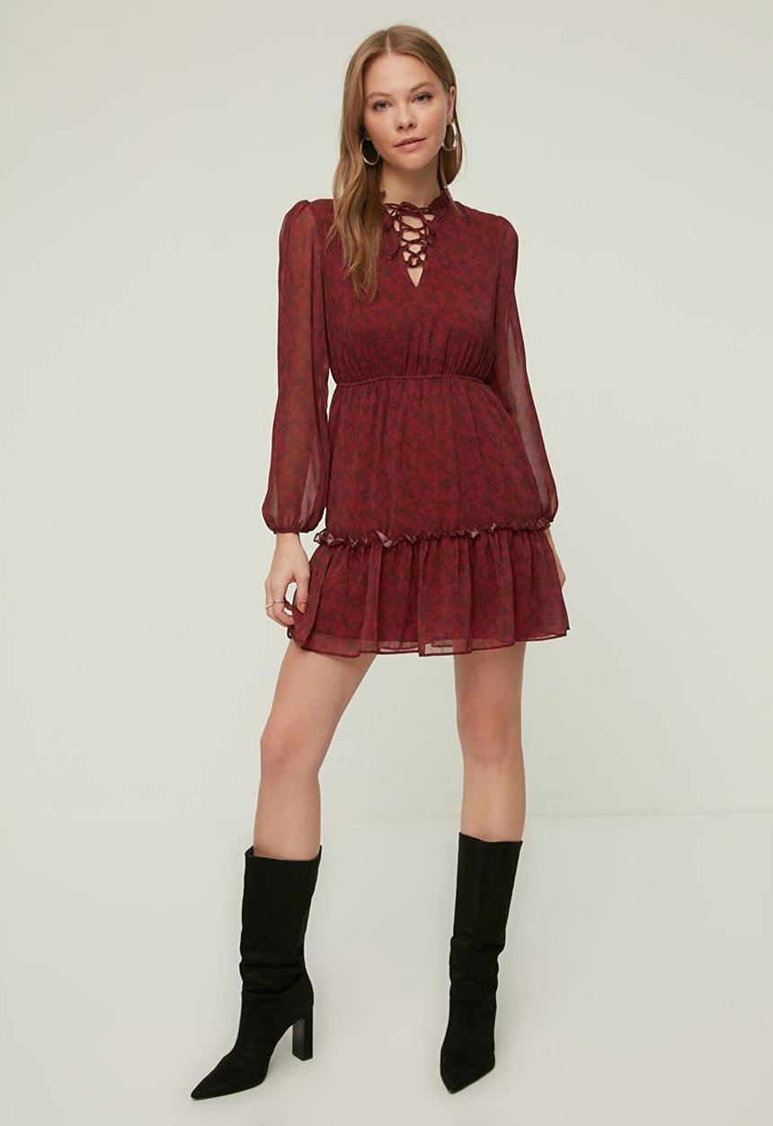 Trendyol - Collar detailed dress - burgundy
