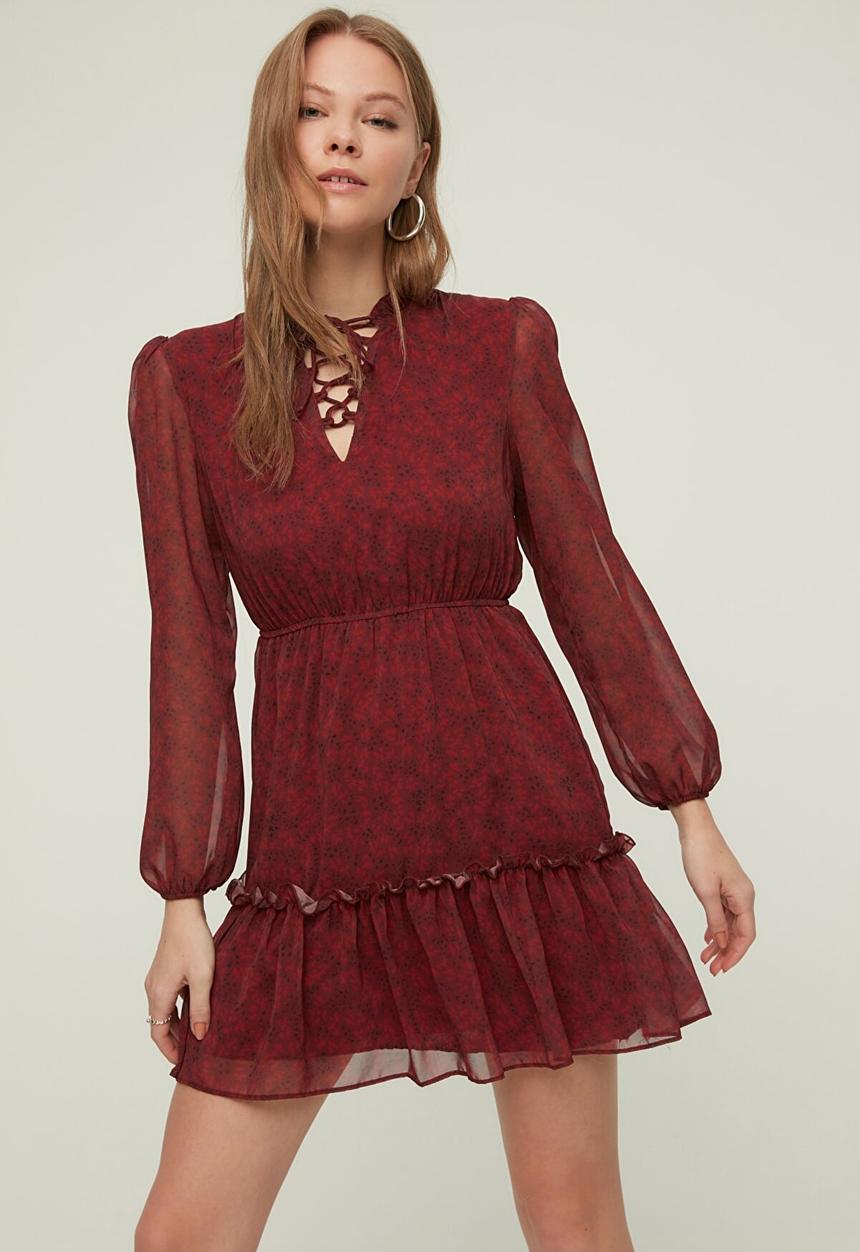 Trendyol - Collar detailed dress - burgundy