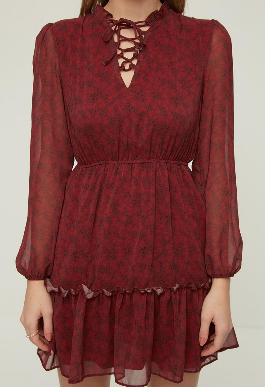 Trendyol - Collar detailed dress - burgundy