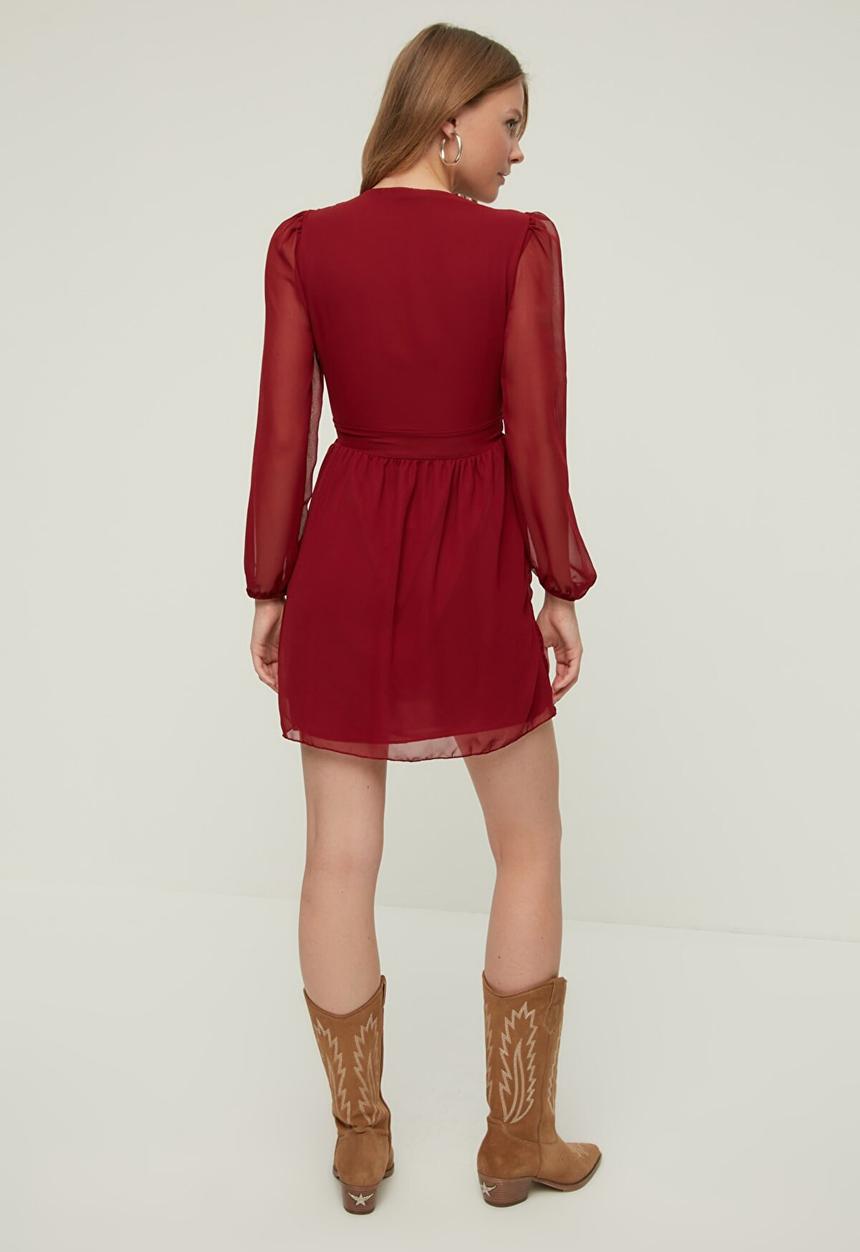 Trendyol - Tie detailed dress - burgundy