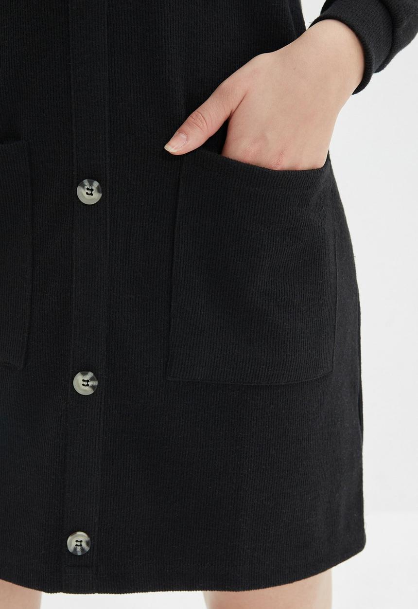 Trendyol - V neck knitted dress - black