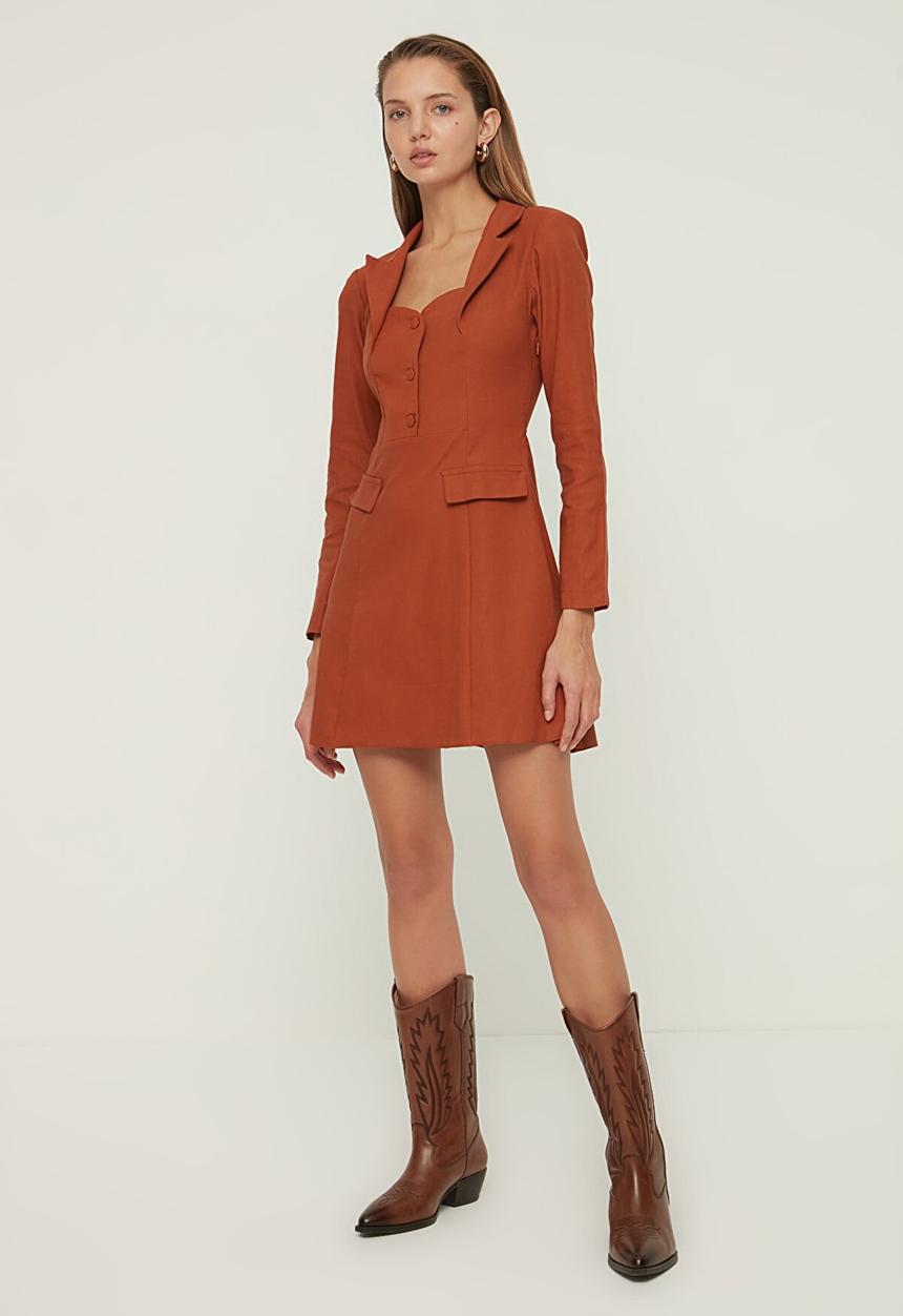 Trendyol - Back detailed dress - brown