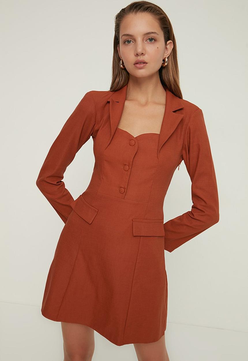 Trendyol - Back detailed dress - brown