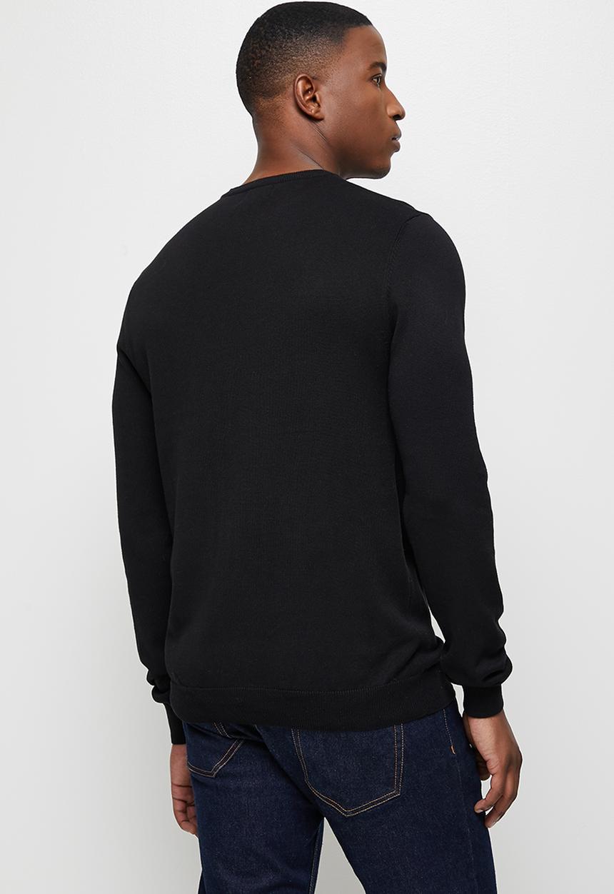 Lark & Crosse - Slim fit crew neck pullover - black