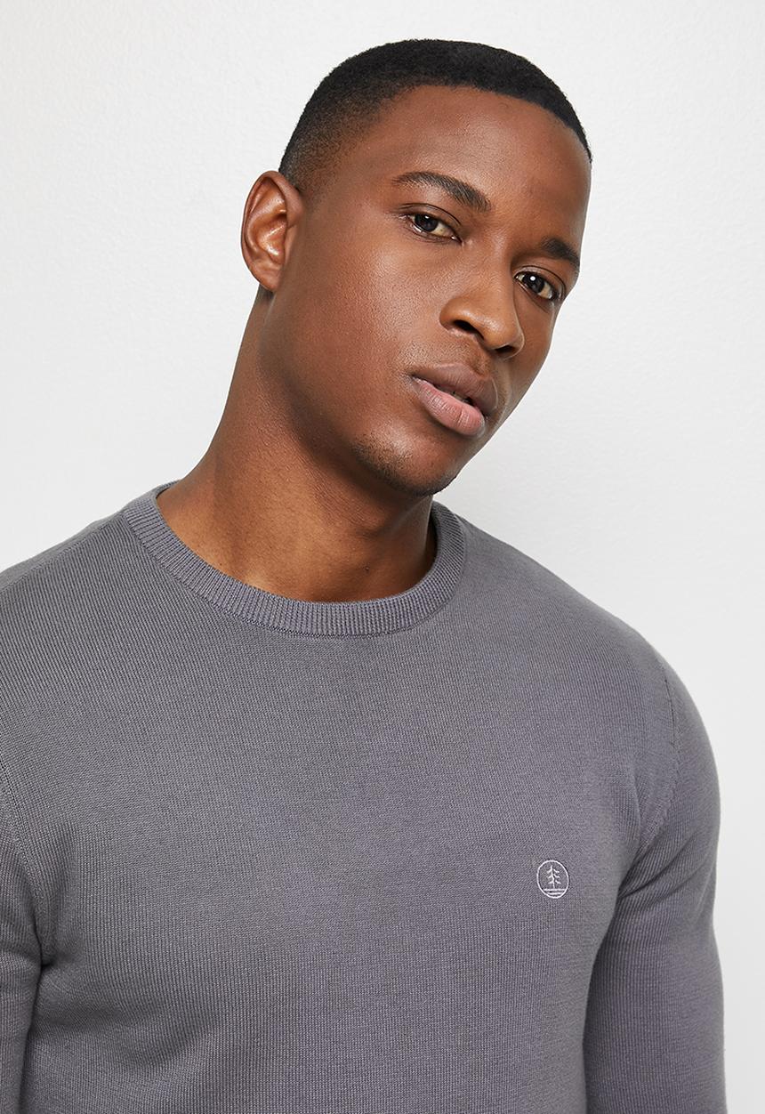 Lark & Crosse - Slim fit crew neck pullover - charcoal