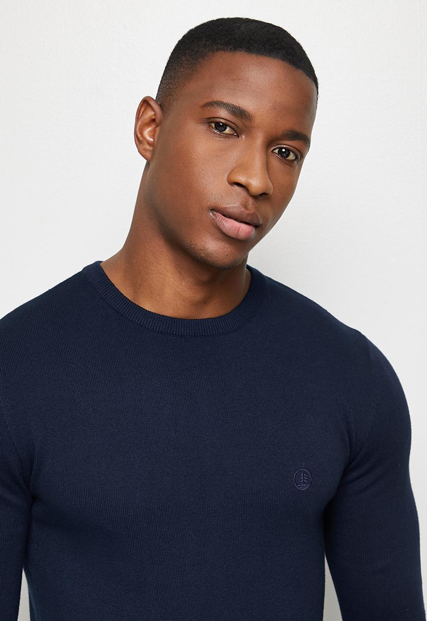 Lark & Crosse - Slim fit crew neck pullover - navy