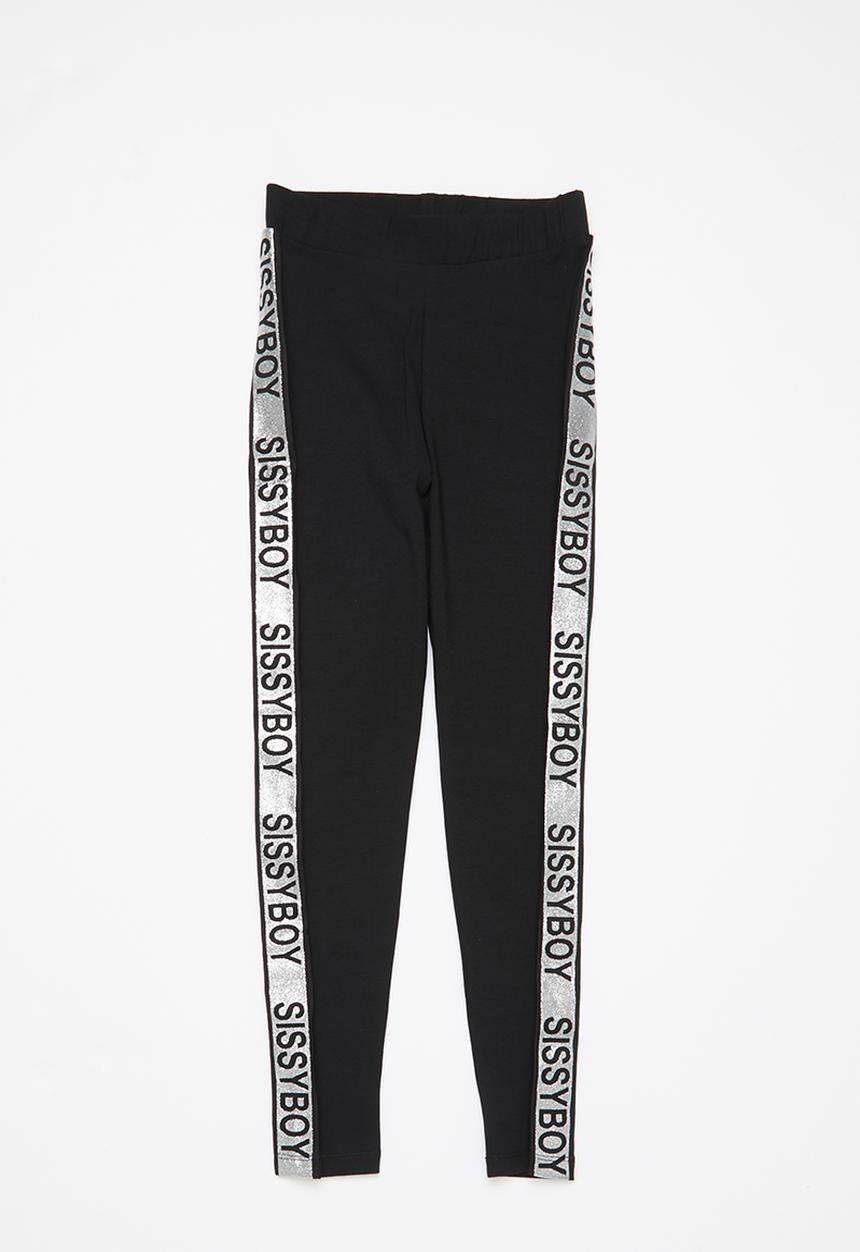 SISSY BOY - Leggings with branded glitter side tapes - black