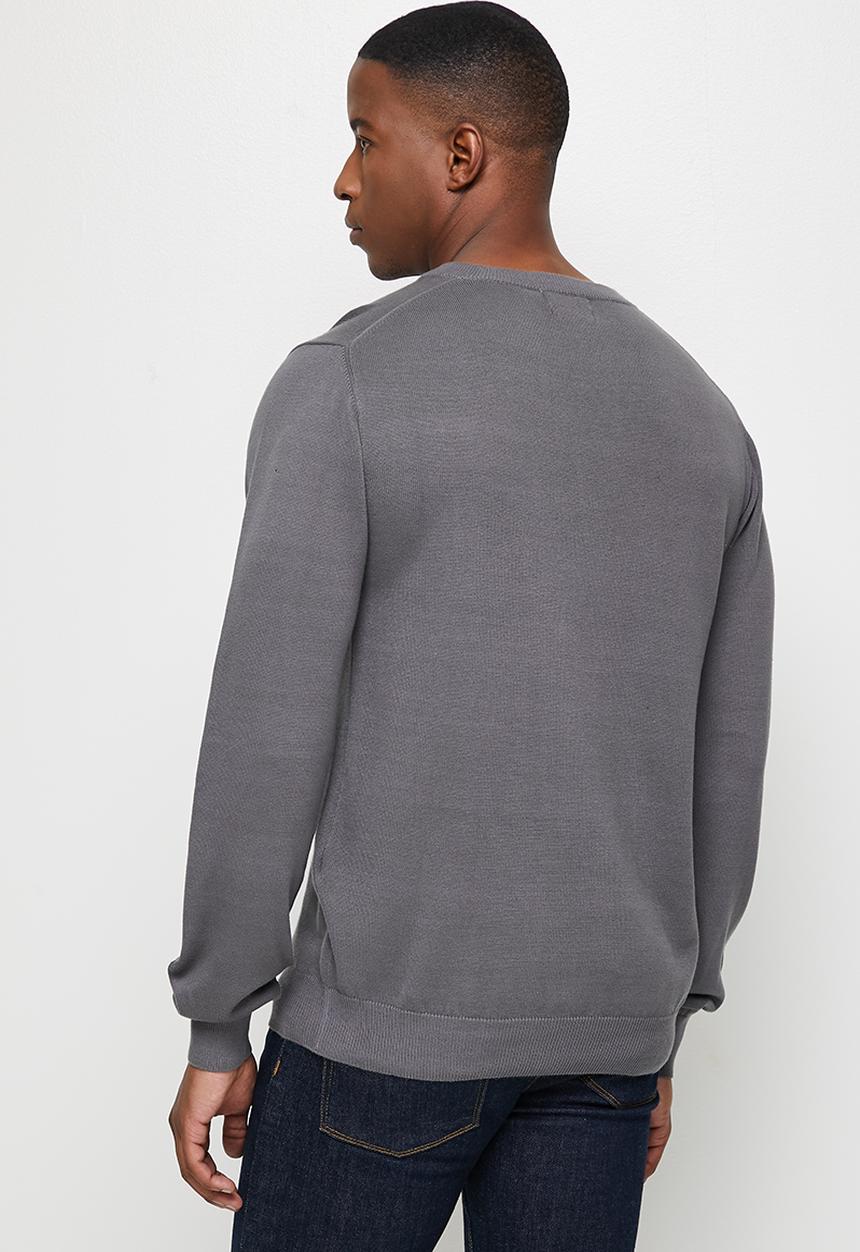 Lark & Crosse - Slim fit v-neck pullover - charcoal