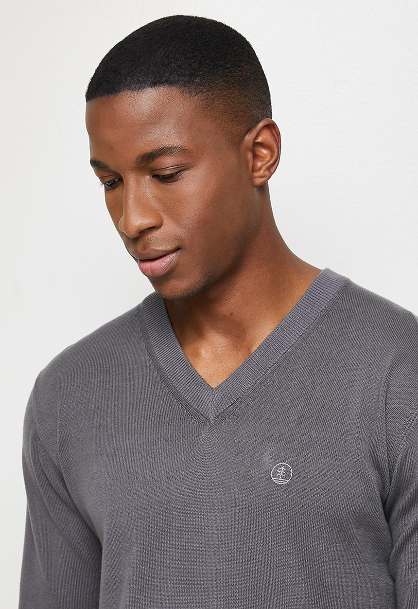 Lark & Crosse - Slim fit v-neck pullover - charcoal
