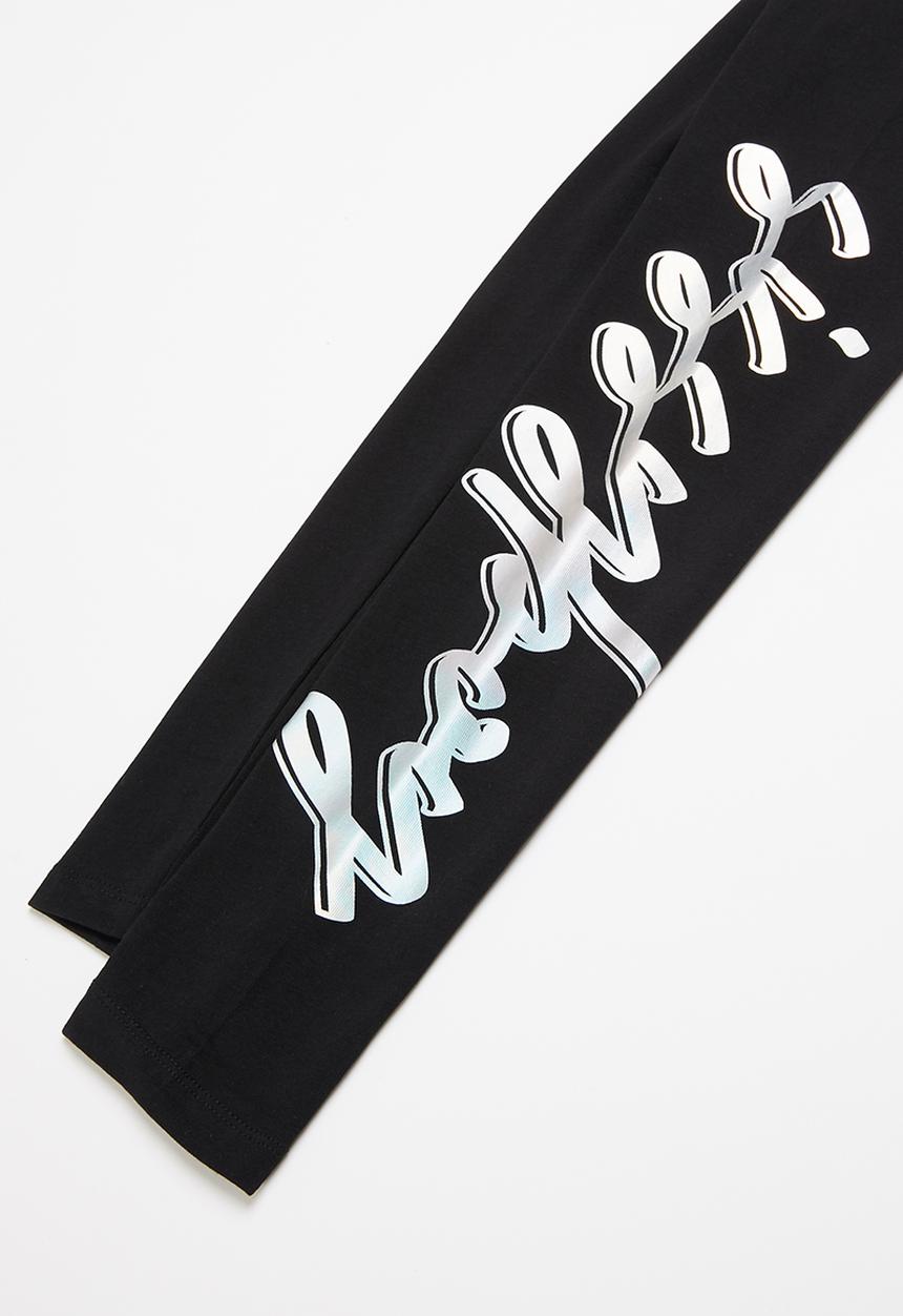 SISSY BOY - Leggings with holographic foil print - black