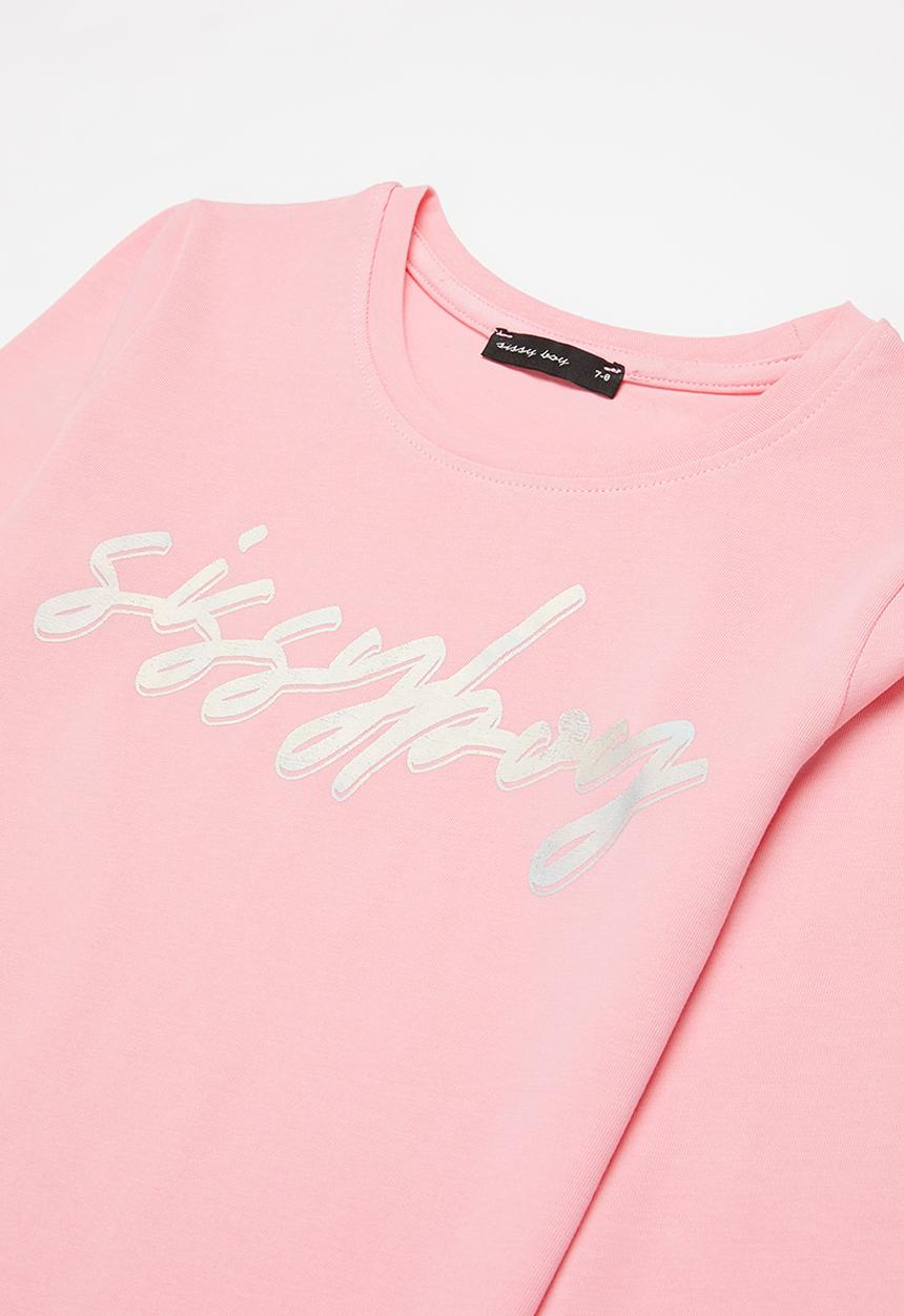 SISSY BOY - Logo top with 3/4 sleeves - bubblegum pink