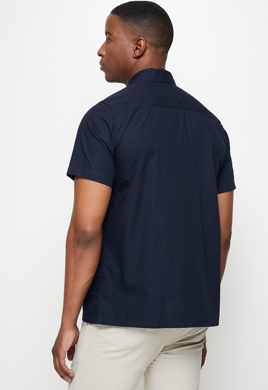 Lark & Crosse - Regular fit oxford short sleeve shirt - navy