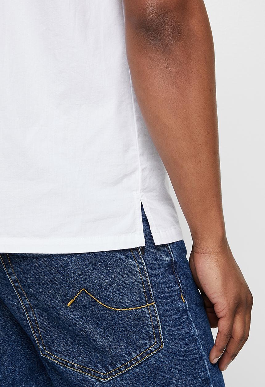 Lark & Crosse - Regular fit oxford short sleeve shirt - white
