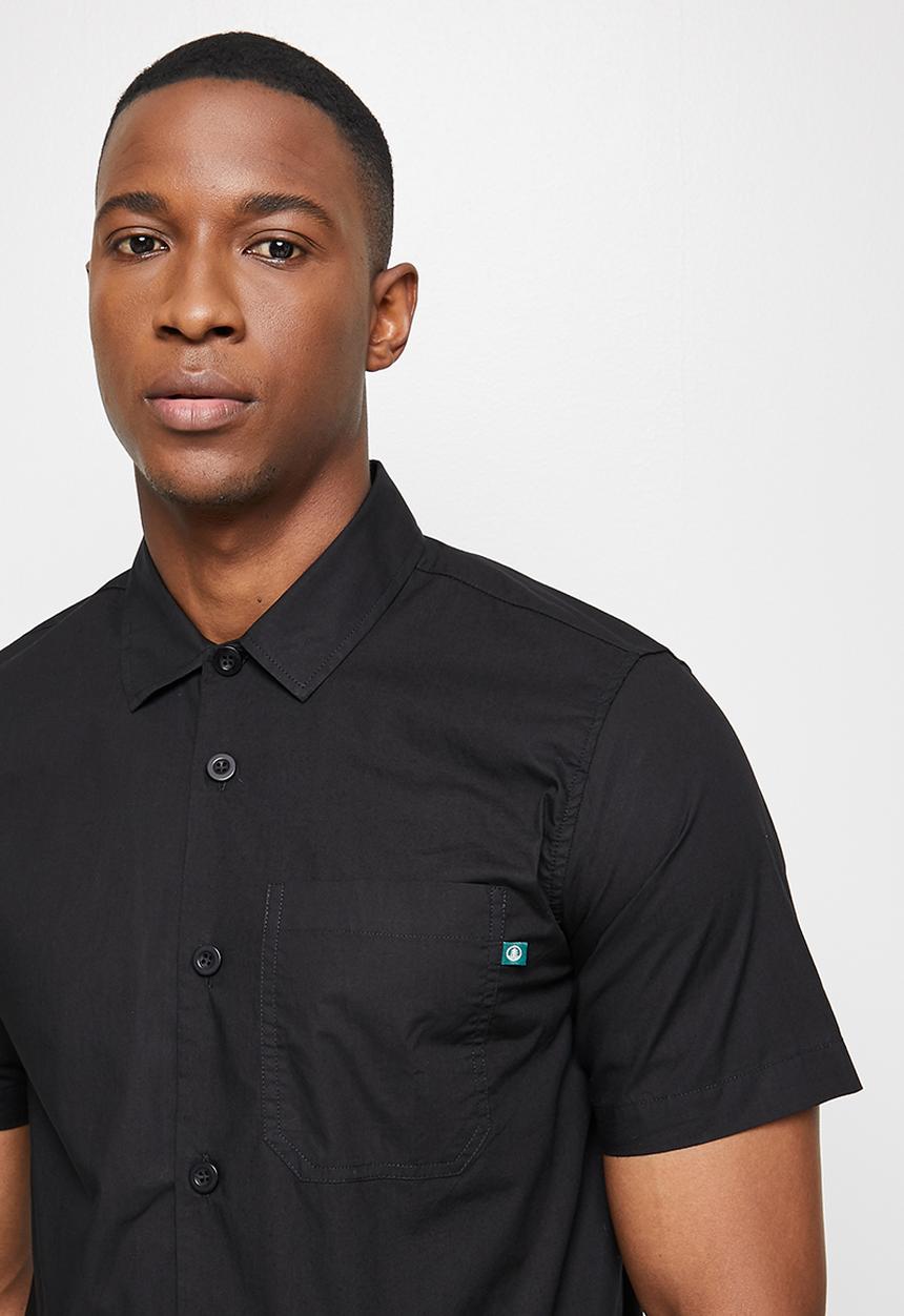 Lark & Crosse - Regular fit oxford short sleeve shirt - black
