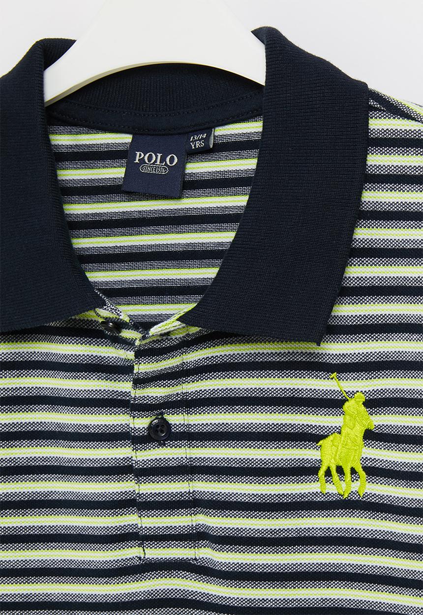 POLO - Boys classic short sleeve golfer - navy & lime 
