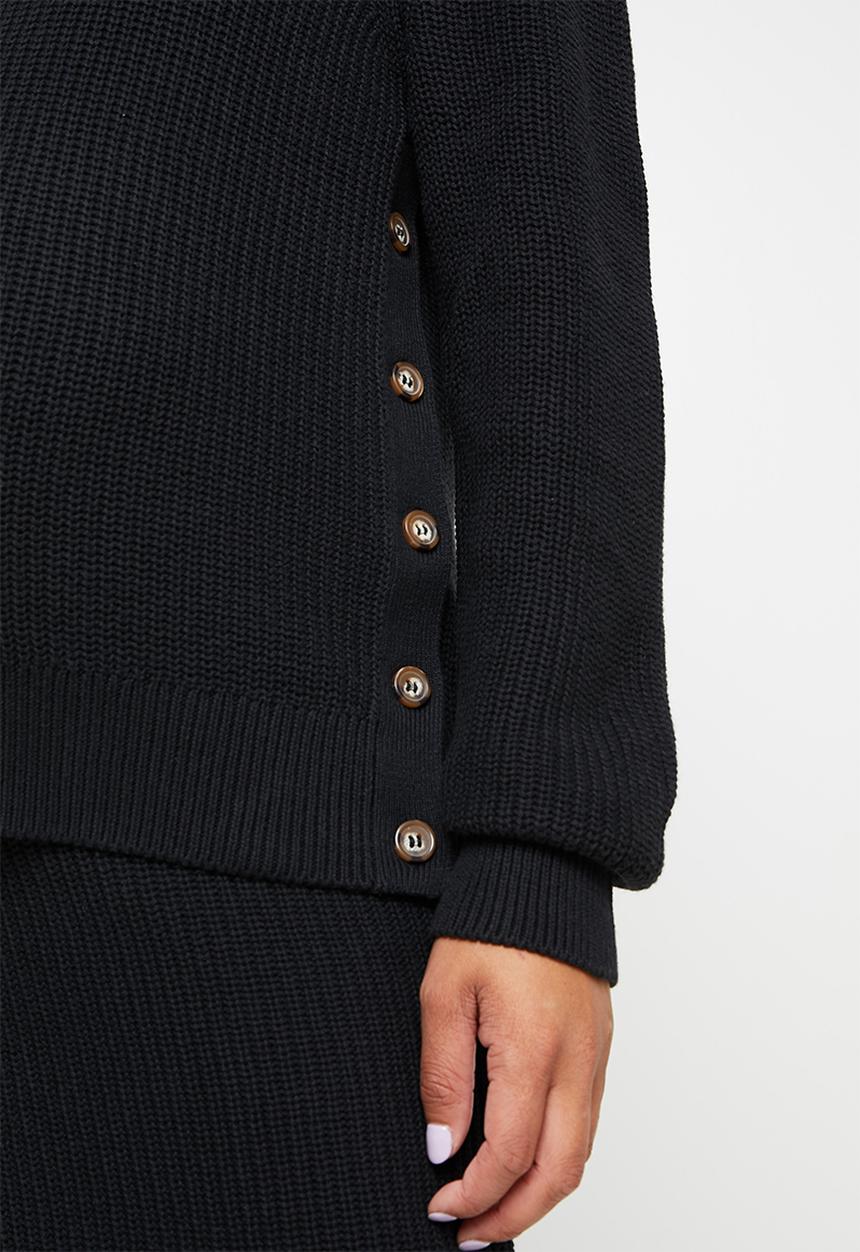 Cotton On - Maternity friendly cotton button side pull over - black