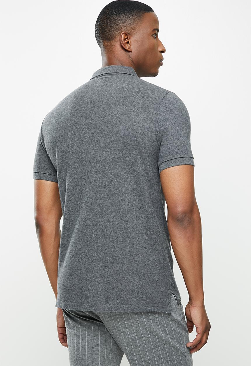 Superdry. - Classic pique short sleeve polo - charcoal