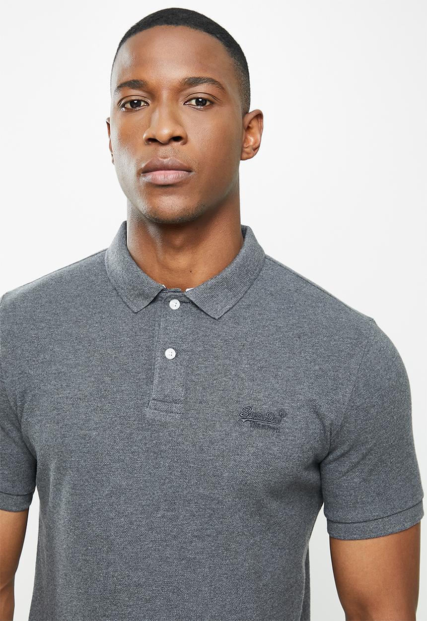 Superdry. - Classic pique short sleeve polo - charcoal