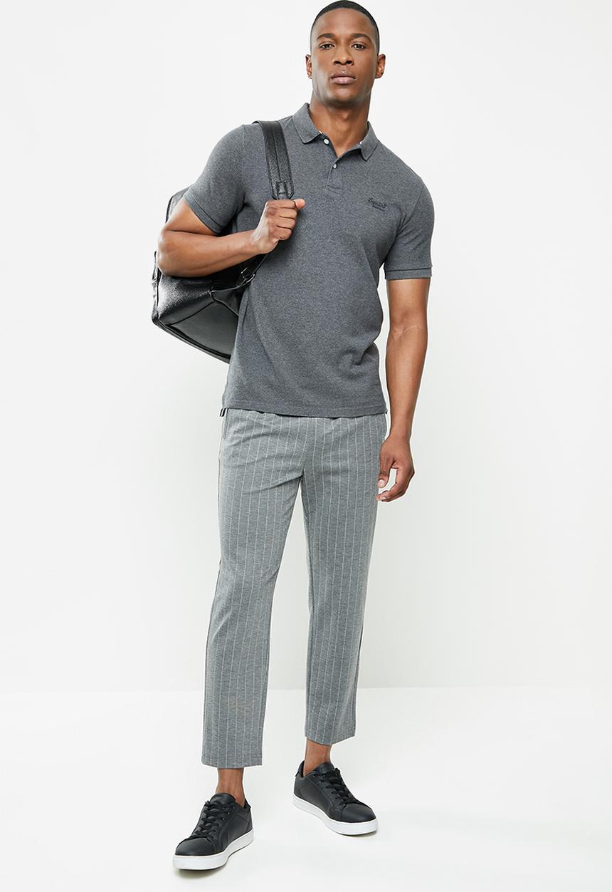 Superdry. - Classic pique short sleeve polo - charcoal