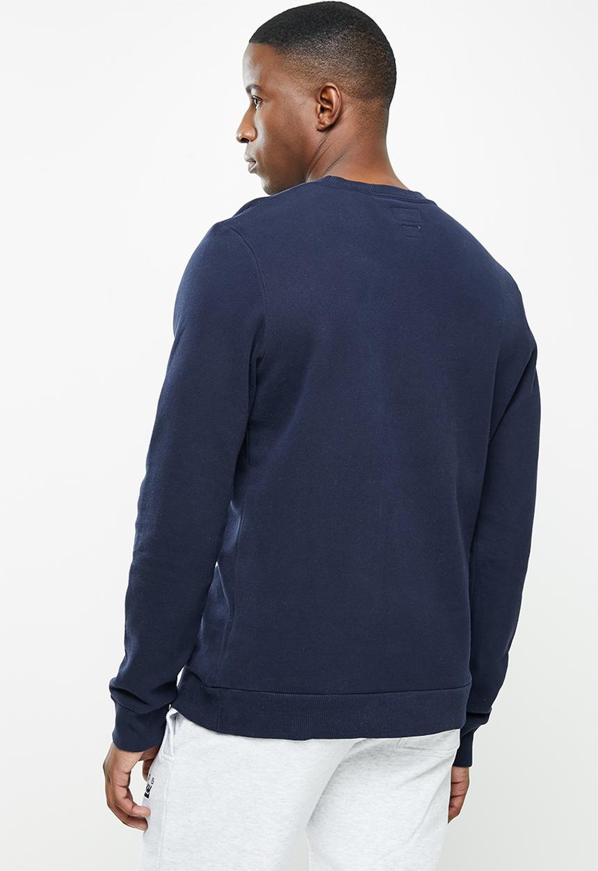 Superdry. - Script style col crew - nautical navy