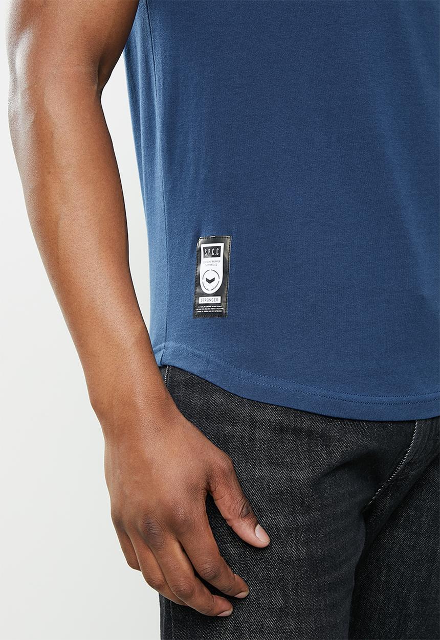 S.P.C.C - Britt regular fit scooped hem tee  - denim blue