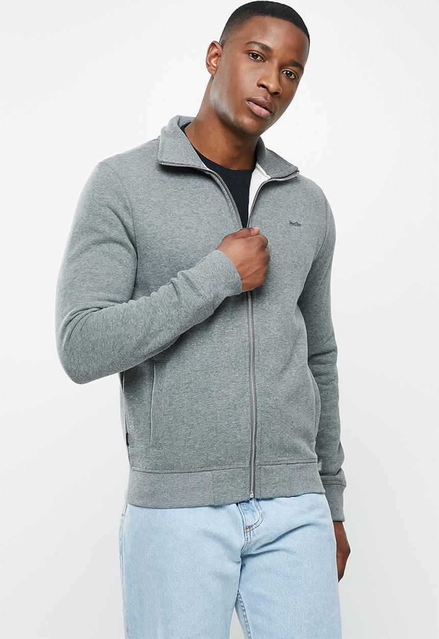 Superdry. - Vintage logo emb zip track - charcoal