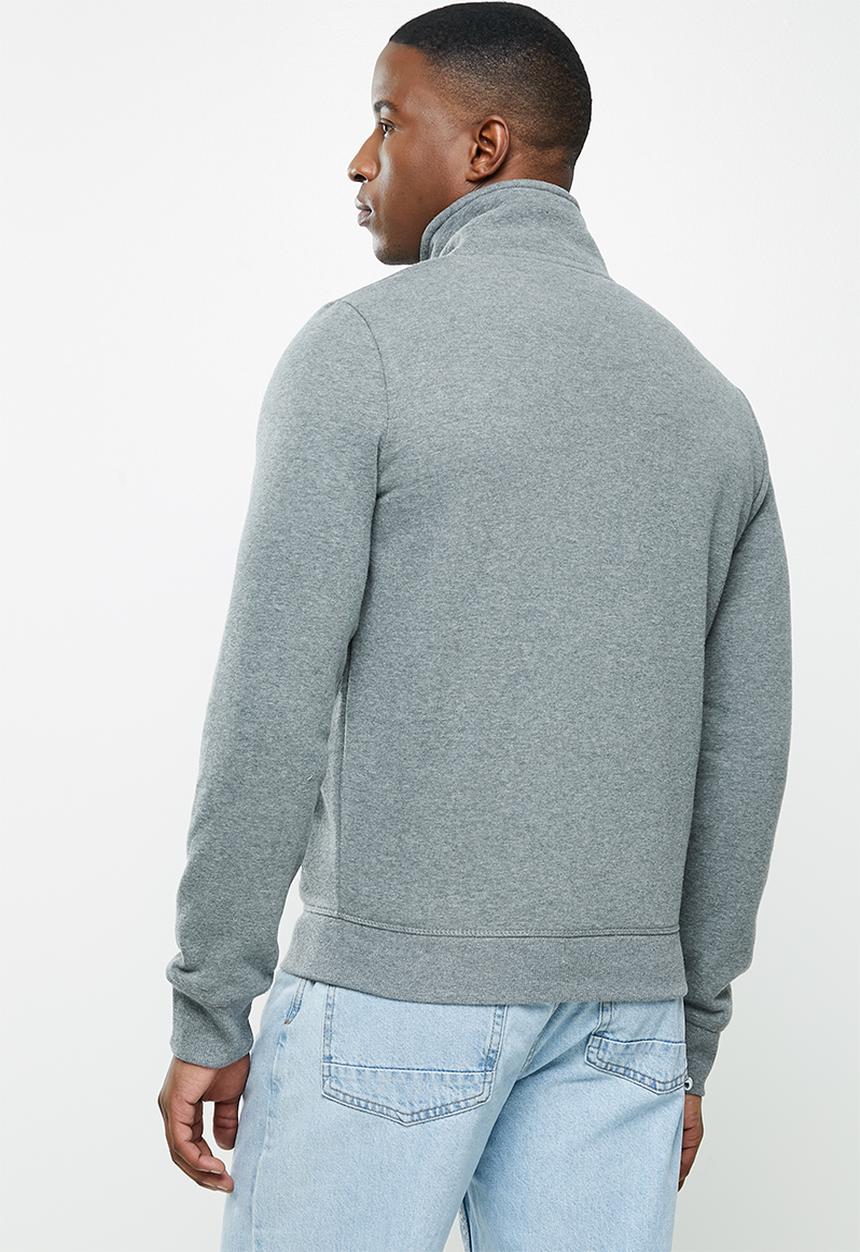 Superdry. - Vintage logo emb zip track - charcoal