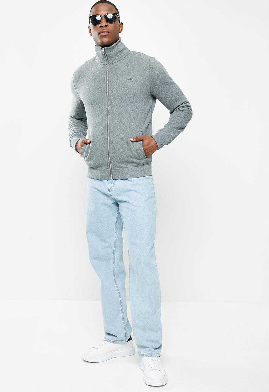 Superdry. - Vintage logo emb zip track - charcoal