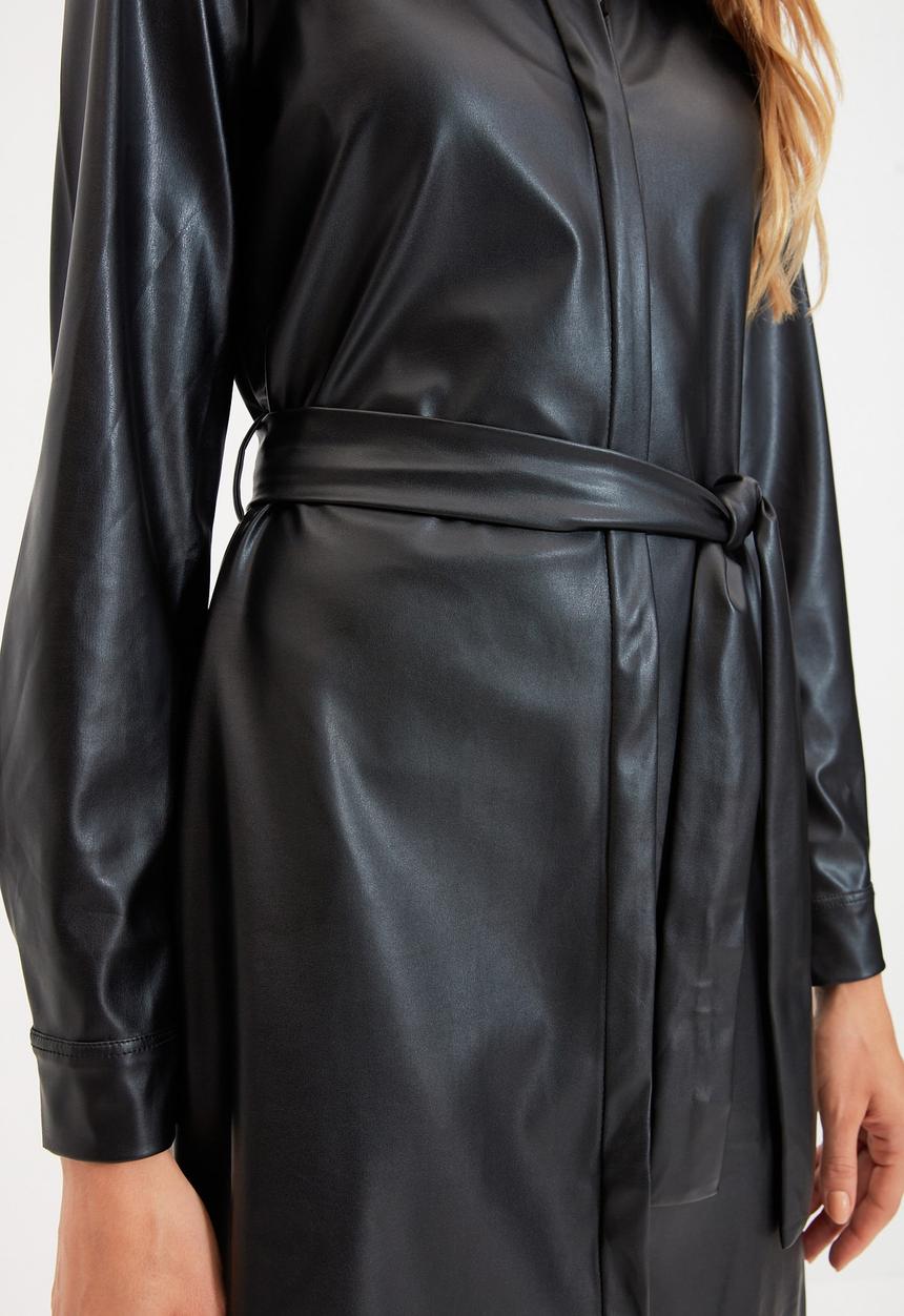 Trendyol - Leather look dress - black