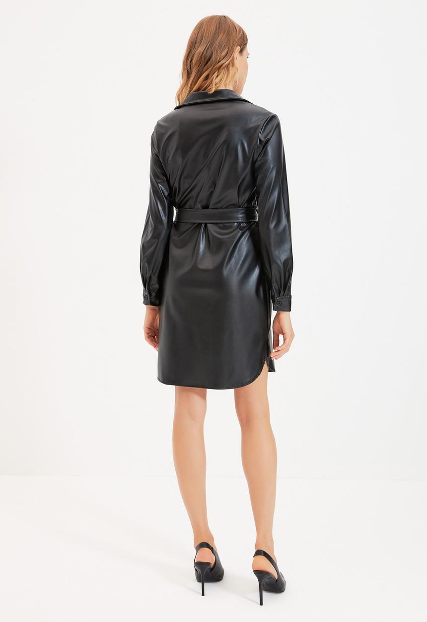 Trendyol - Leather look dress - black