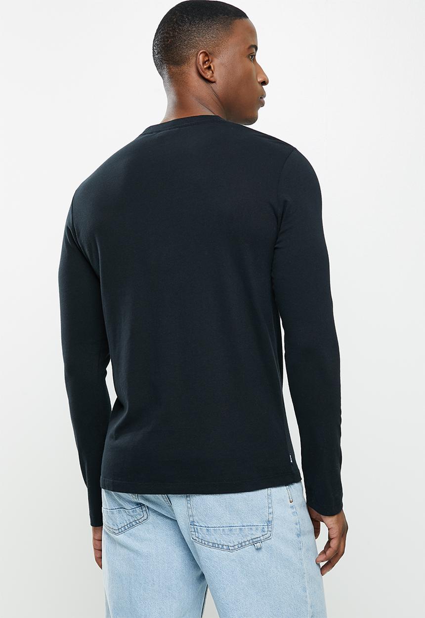 Superdry. - Vintage logo emb long sleeve top - black