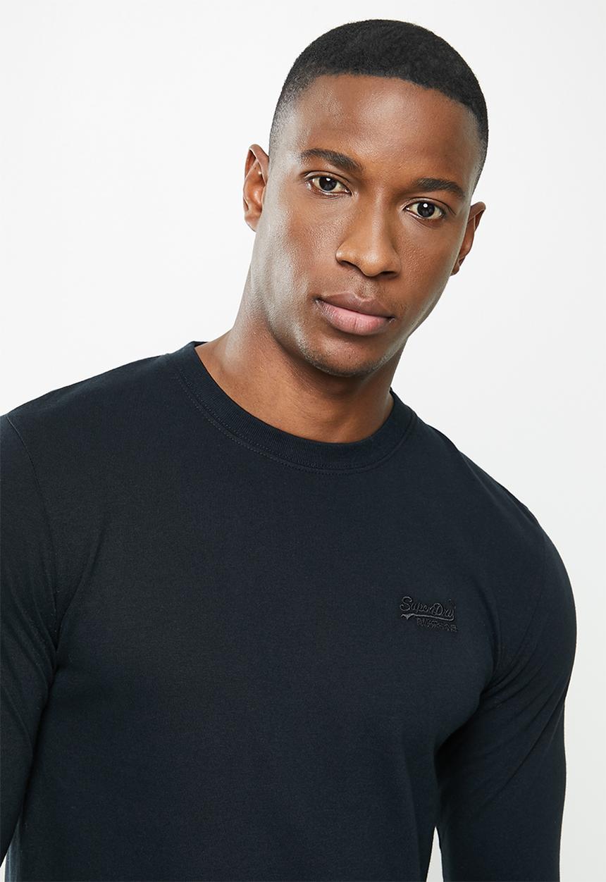 Superdry. - Vintage logo emb long sleeve top - black
