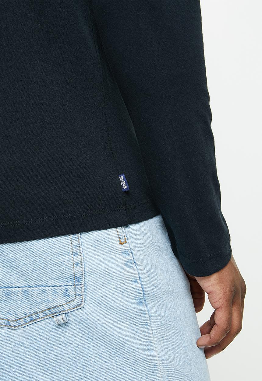 Superdry. - Vintage logo emb long sleeve top - black