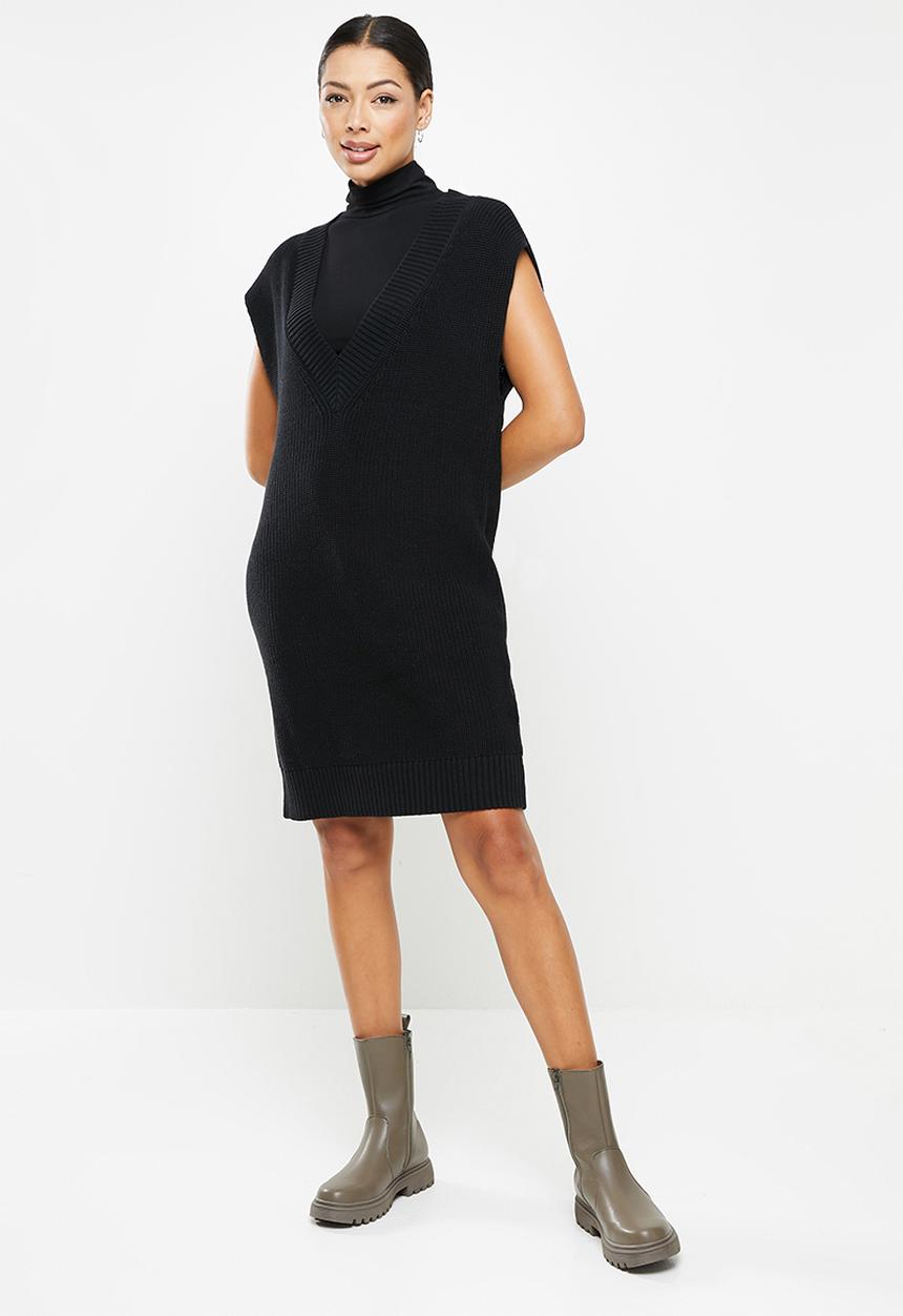 Glamorous - V-neck jumper dress - black