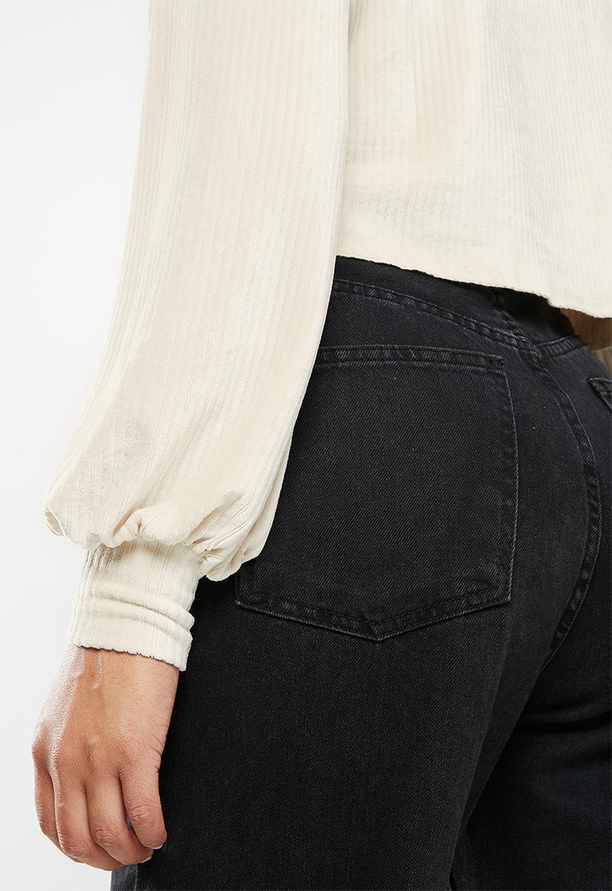 Glamorous - Ladies top - cream verlour rib