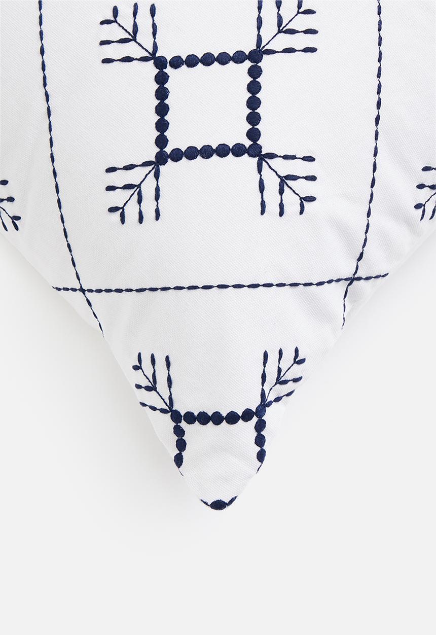 Sixth Floor - Emb cushion cover  - white & navy