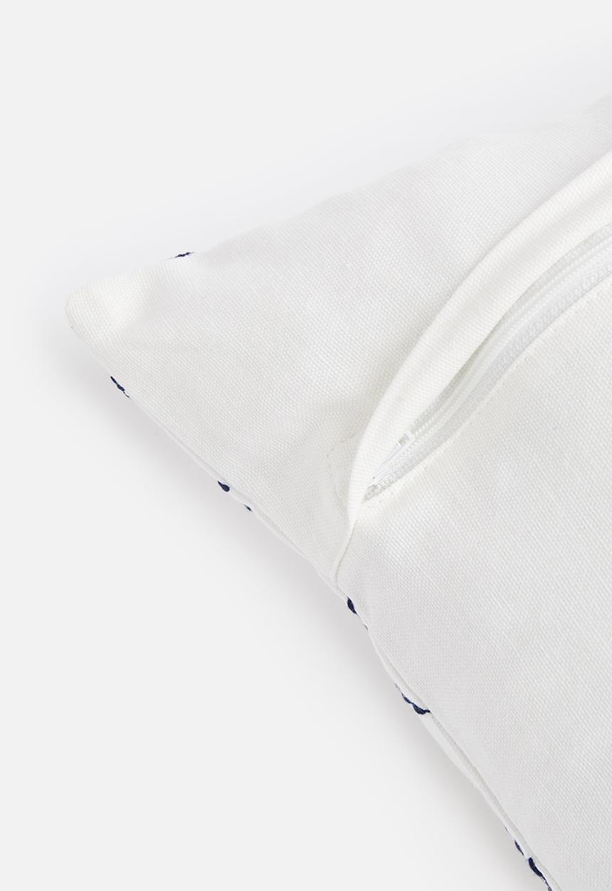 Sixth Floor - Emb cushion cover  - white & navy