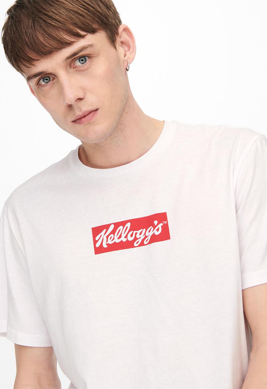 Only & Sons - Onskelloggs reg short sleeve logo tee - white
