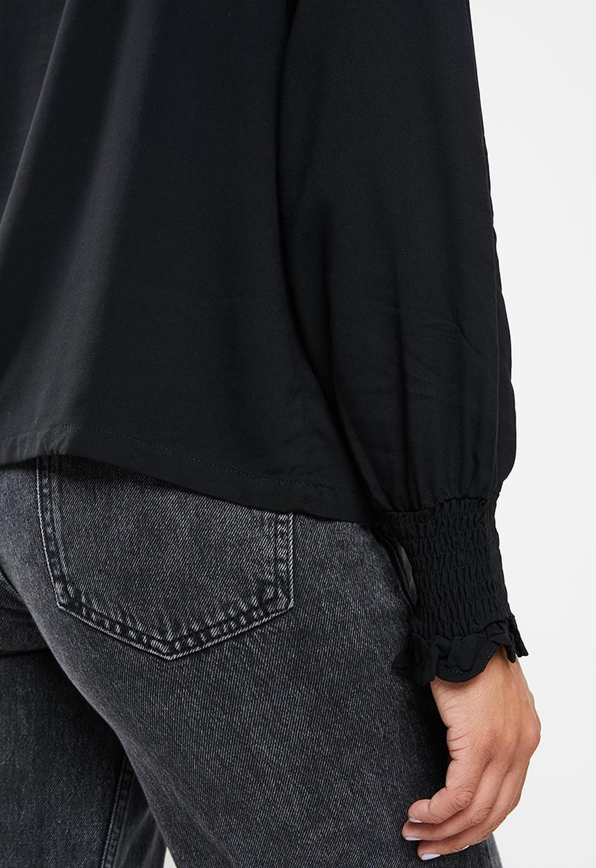 ONLY - Nova life long sleeve ida smock top - black