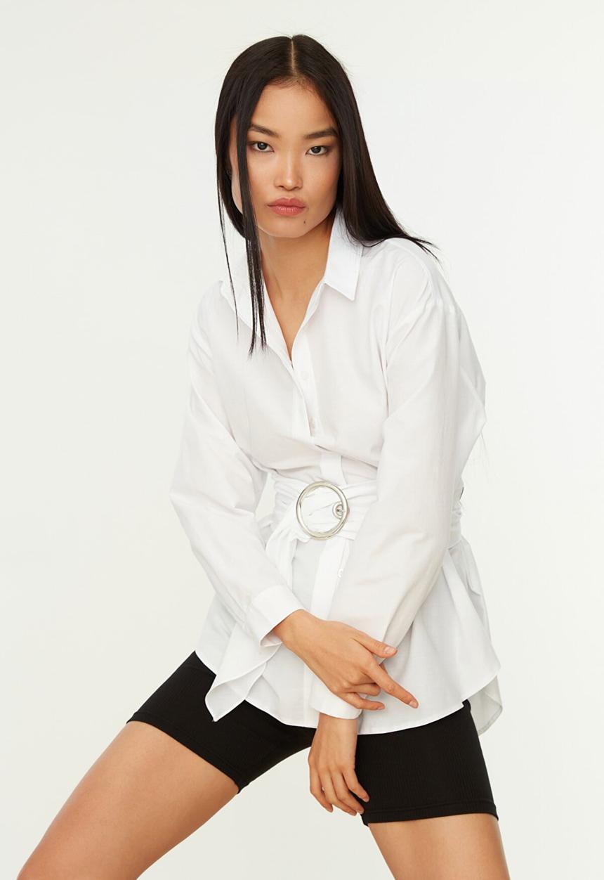 Trendyol - Buckle detailed shirt  - white