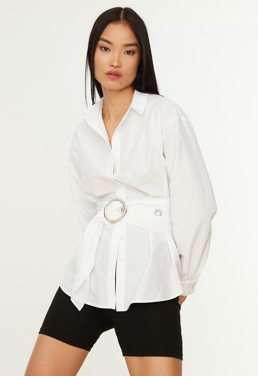 Trendyol - Buckle detailed shirt  - white