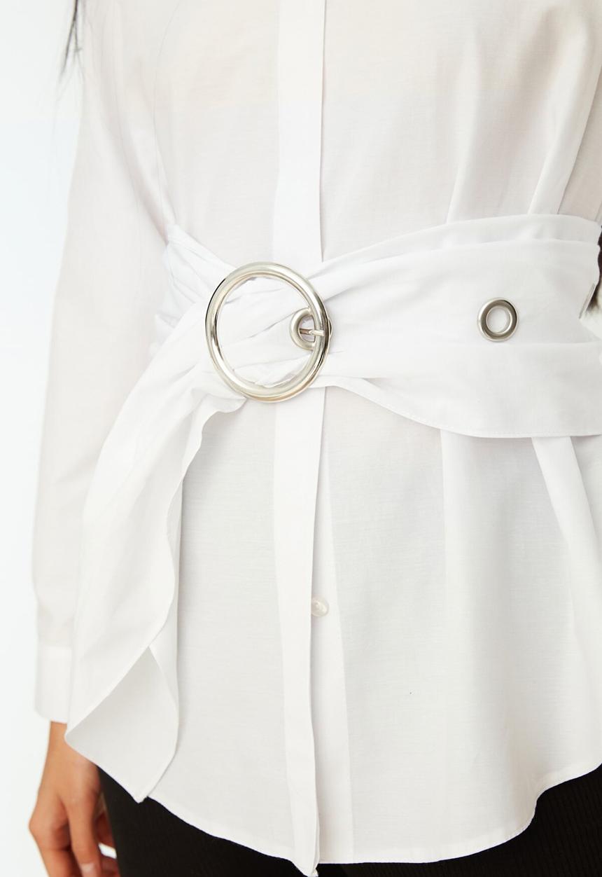 Trendyol - Buckle detailed shirt  - white