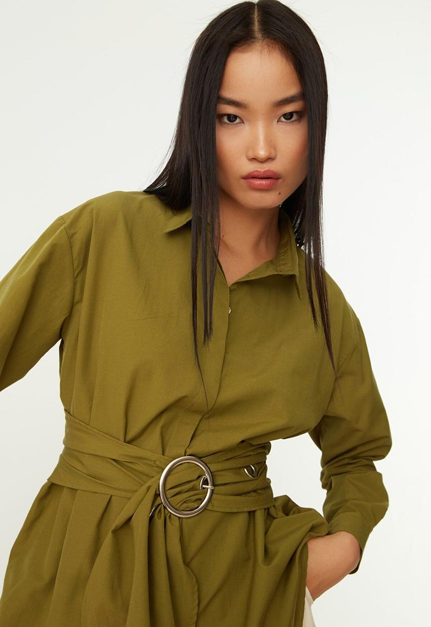 Trendyol - Buckle detailed shirt  - khaki