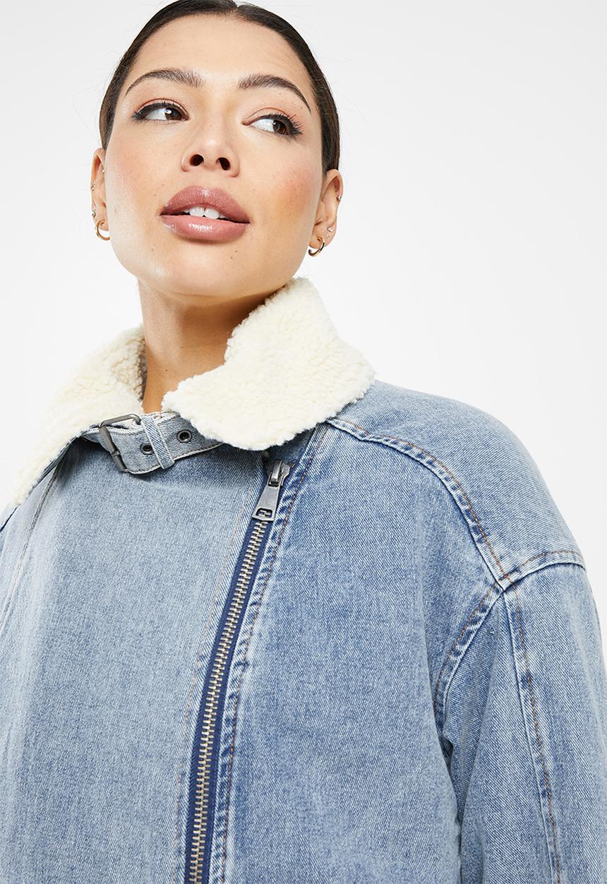 Glamorous - Ladies jacket - blue acid wash