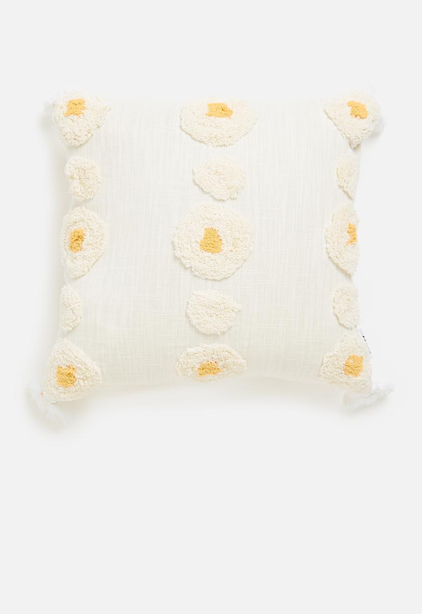 Sixth Floor - Ivy tufted cushion cover - natural & yellow