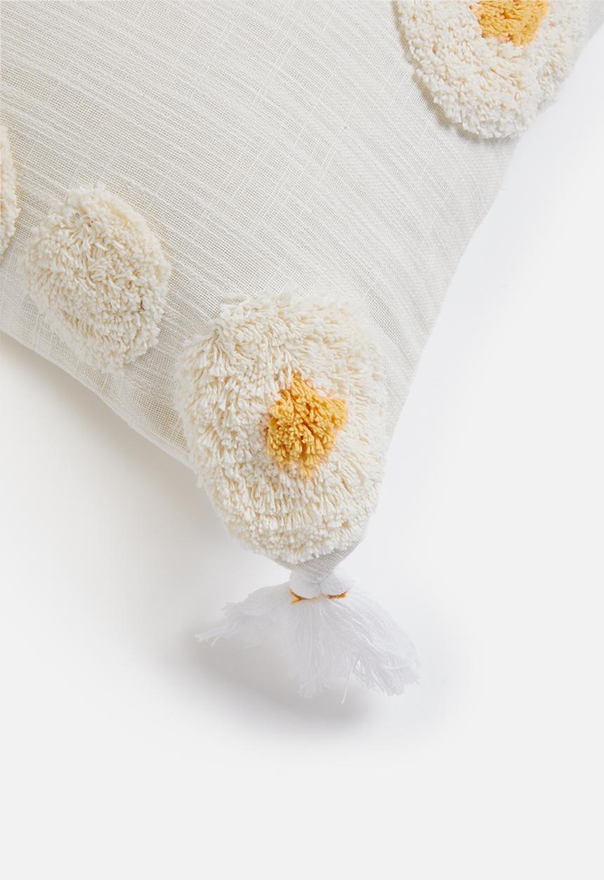 Sixth Floor - Ivy tufted cushion cover - natural & yellow