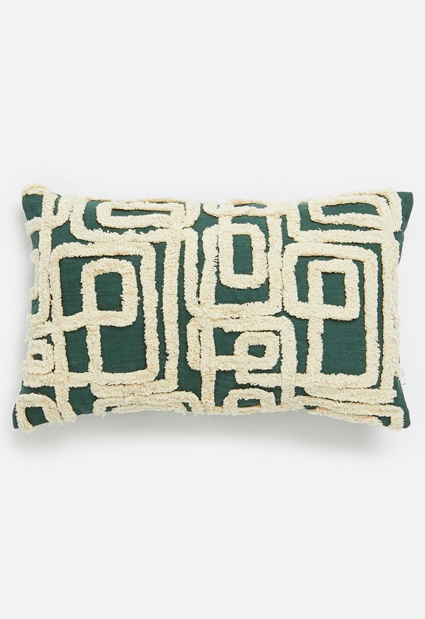 Sixth Floor - Tufted cushion cover  - emerald & stone