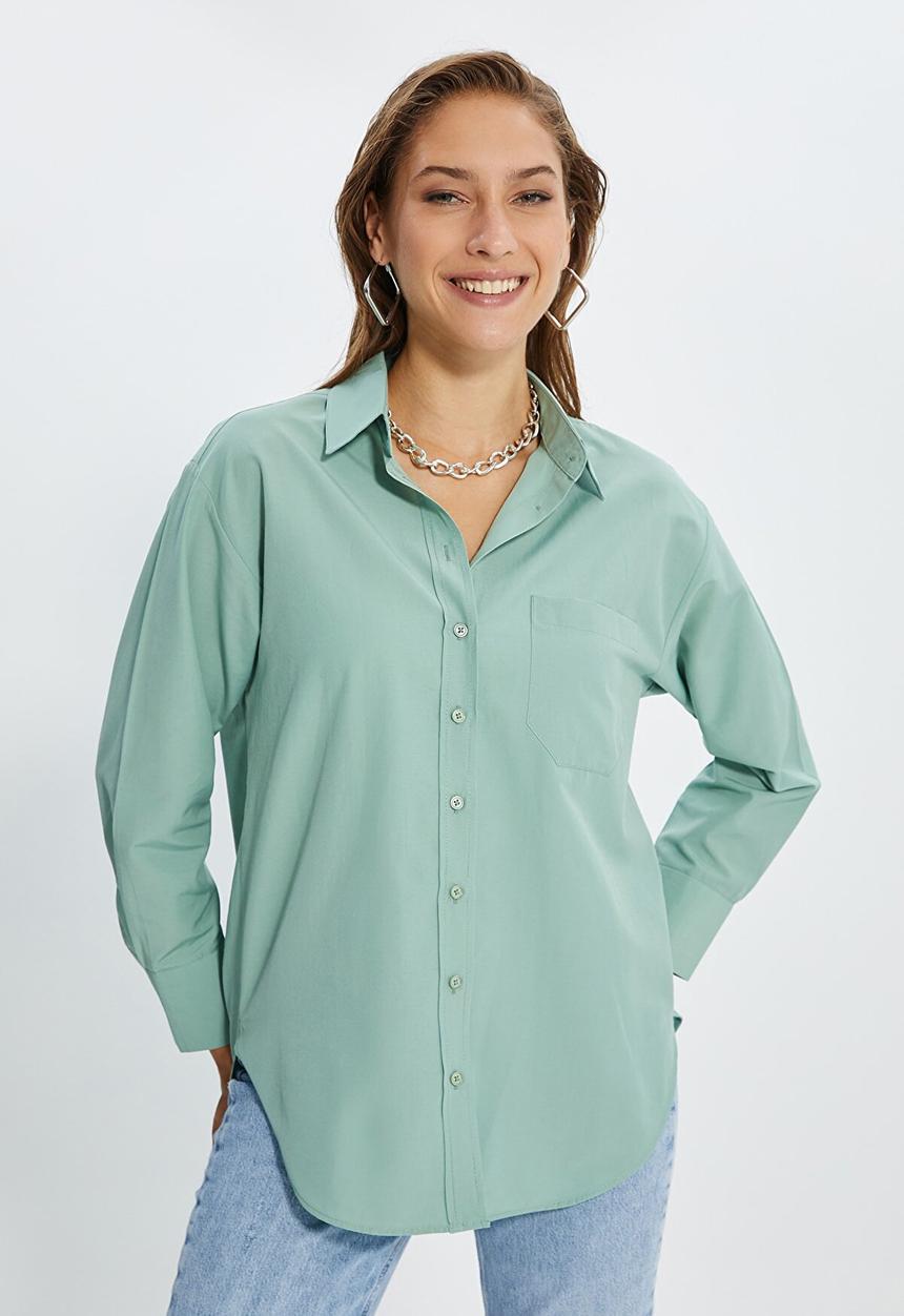 Trendyol - Boyfriend shirt - mint